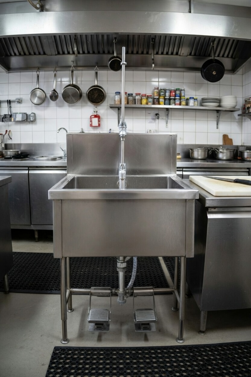 Pedallı Paslanmaz El Yıkama Lavabosu